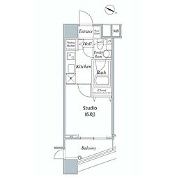 ファーストリアルタワー新宿 1Kの間取図画像