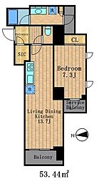 パークアクシス池田山 1LDKの間取図画像