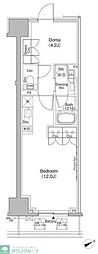 ザ・パークハビオ日本橋茅場町 ワンルームの間取図画像