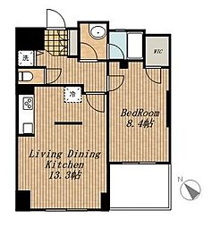 アクロス目黒タワー 1LDKの間取図画像