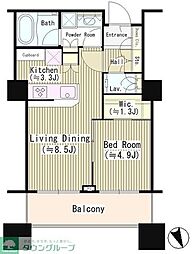 パークコート麻布十番ザ・タワー 1LDKの間取図画像