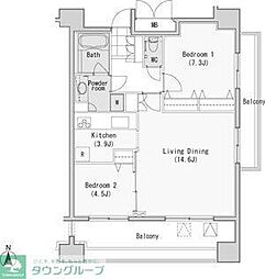 レジディア西麻布 2LDKの間取図画像