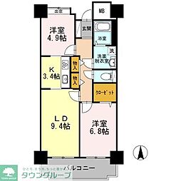 品川シーサイドビュータワー1 2LDKの間取図画像