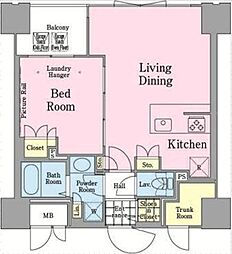 東神田テラスレジデンス 1LDKの間取図画像