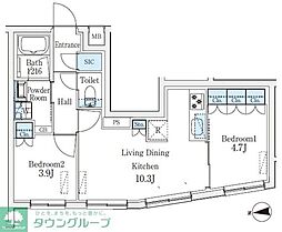 CREATIF桜新町 2LDKの間取図画像