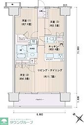 エスティメゾン豊洲レジデンスA棟 3LDKの間取図画像