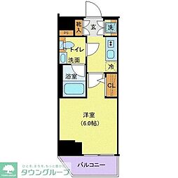 プレミアムキューブ品川大崎 1Kの間取図画像