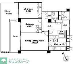 ガーデン東が丘イースト 2LDKの間取図画像
