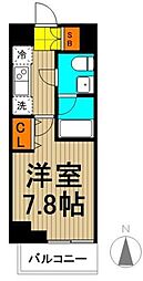 ベルフェリーク木場 1Kの間取図画像
