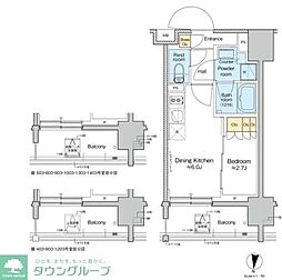 プラウドフラット亀戸ステーションPLACE 1DKの間取図画像