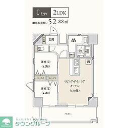 プライマル月島 2LDKの間取図画像