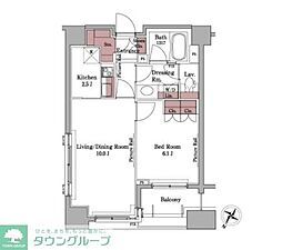 パークアクシス白金台 1LDKの間取図画像