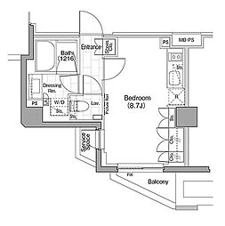 ザ・パークハビオ新宿 ワンルームの間取図画像