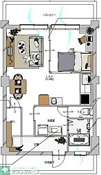 池田山マンション 1LDKの間取図画像