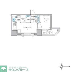 ルフォンプログレ門前仲町プレミア 12階1DKの間取り