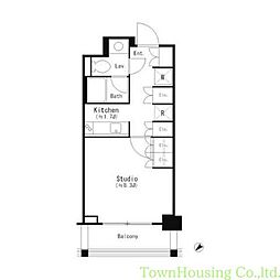 パークキューブ目黒タワー 2階1Kの間取り
