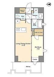 リバーレ麻布十番 6階1LDKの間取り