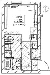 フラシア亀戸II 4階1Kの間取り
