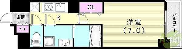 エス・キュート尼崎 ｜兵庫県尼崎市長洲本通1丁目(賃貸マンション1K・4階・24.04㎡)の写真 その2