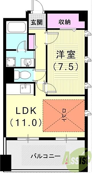 フローラル長洲 ｜兵庫県尼崎市長洲中通1丁目(賃貸マンション1LDK・6階・48.12㎡)の写真 その2