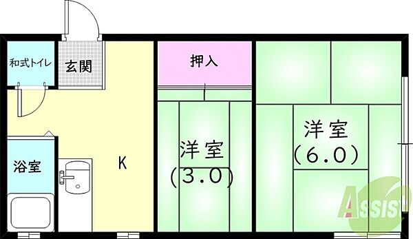 杉マンション ｜兵庫県尼崎市瓦宮2丁目(賃貸マンション2K・2階・24.60㎡)の写真 その2