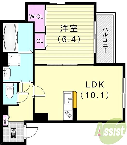 ラ・コリーヌ今福A ｜兵庫県尼崎市今福2丁目(賃貸アパート1LDK・1階・41.57㎡)の写真 その2