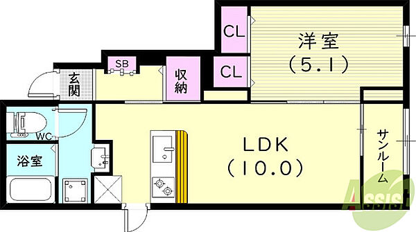 シャルム長洲 ｜兵庫県尼崎市長洲中通3丁目(賃貸アパート1LDK・1階・40.88㎡)の写真 その2