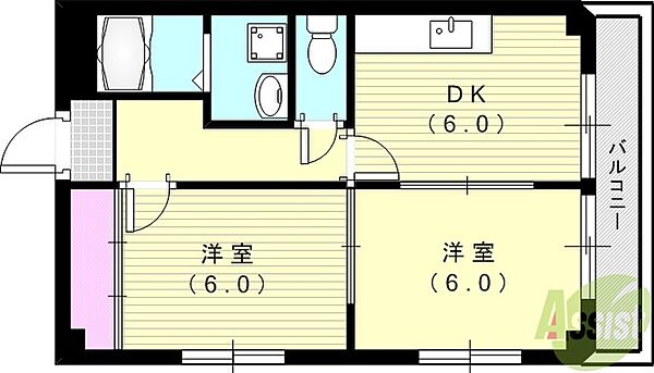 アーバンクリーク ｜兵庫県尼崎市浜田町3丁目(賃貸マンション2DK・2階・42.93㎡)の写真 その2