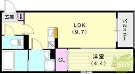 エバーグリーン武庫之荘  ｜ 兵庫県尼崎市富松町1丁目20-14（賃貸アパート1LDK・3階・34.10㎡） その2