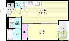 エバーグリーン武庫之荘  ｜ 兵庫県尼崎市富松町1丁目20-14（賃貸アパート1LDK・1階・34.62㎡） その2