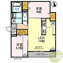 マハナ 1階2LDKの間取り