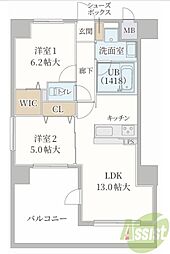 ティマー・レジデンシィ塚口 4階2LDKの間取り