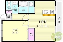 日和マンション 2階1LDKの間取り