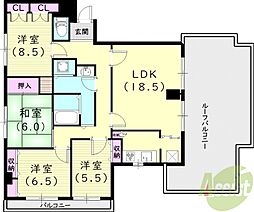 ヒルサイドテラス甲陽園 4LDKの間取図画像