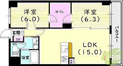 シティハイツ武庫之荘 2LDKの間取図画像
