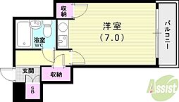 フロントリバー東難波 1Kの間取図画像