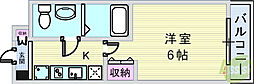 アリビオ立花 1Kの間取図画像