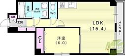 コスモライフ武庫 1LDKの間取図画像
