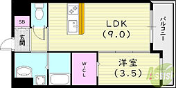 K'sCourt西宮北口 1LDKの間取図画像