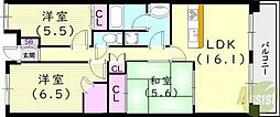 甲子園六石町ハイツ 3LDKの間取図画像