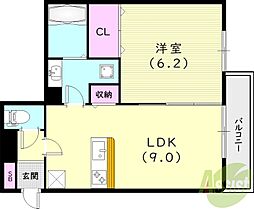 セレーノ南甲子園 1LDKの間取図画像