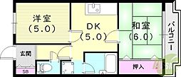 フローレンス西宮1 2DKの間取図画像