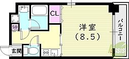 WOB西宮レジデンス 1Kの間取図画像