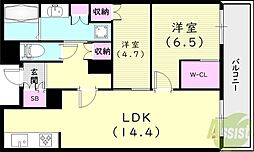 ジオタワー宝塚グランレジデンス The North 2LDKの間取図画像