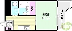 ルミエールたちばな 1Kの間取図画像