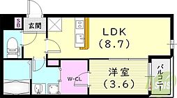 シェモア・グランデ西宮 1LDKの間取図画像