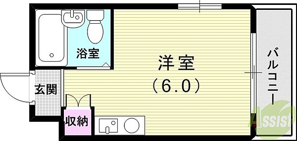 メゾン・ド・パルテール ｜兵庫県尼崎市武庫之荘1丁目(賃貸マンション1R・3階・14.84㎡)の写真 その2