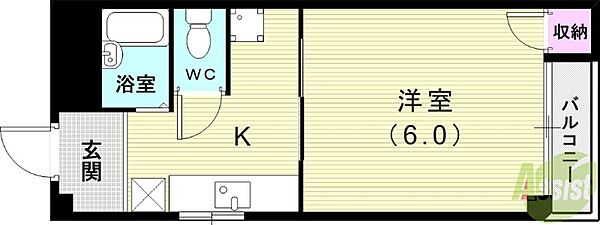 夙川井上ビル ｜兵庫県西宮市羽衣町(賃貸マンション1DK・3階・23.27㎡)の写真 その2