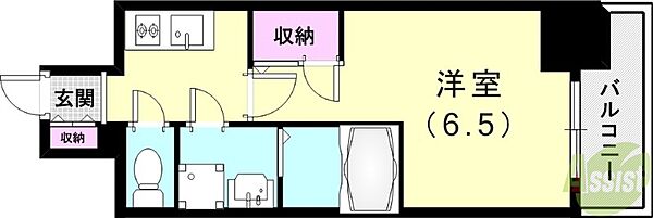 レーヴメゾン尼崎昭和通 ｜兵庫県尼崎市昭和南通7丁目(賃貸マンション1K・7階・22.24㎡)の写真 その2