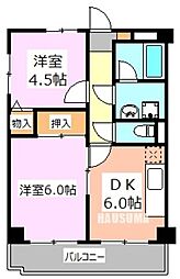 ポワドサントゥール 2DKの間取図画像
